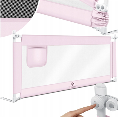 Barierka ochronna do łóżka zabezpieczająca 180 x 44 x 72-96 cm różowa
