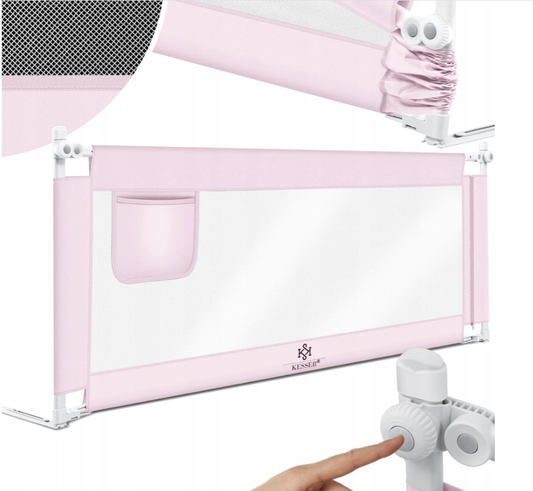 Barierka ochronna do łóżka zabezpieczająca 180 x 44 x 72-96 cm różowa