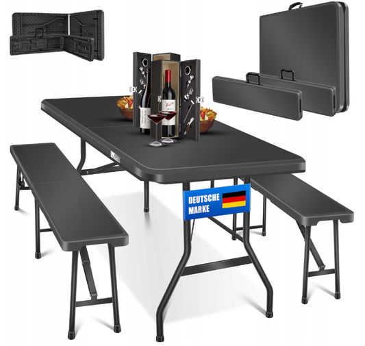 Zestaw piwny, taras, ogród, kemping - stół + 2 ławeczki