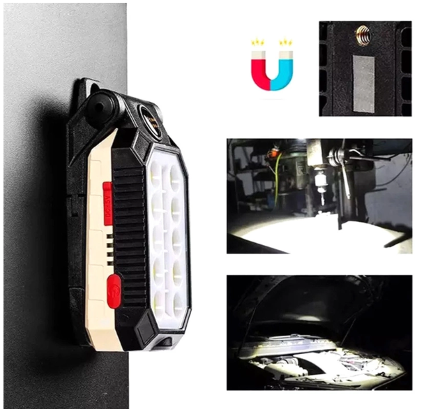 Latarka akumulatorowa wielofunkcyjna W598B – warsztat, biwak, auto