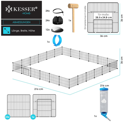 Wybieg dla zwierząt KESSER – czarny Klatka Dla Gryzoni, Królików