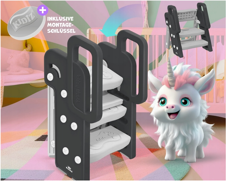 DRABINA SCHODKI DLA DZIECI REGULOWANA PODEST KIDIZ SZARE ANTRACYTOWE