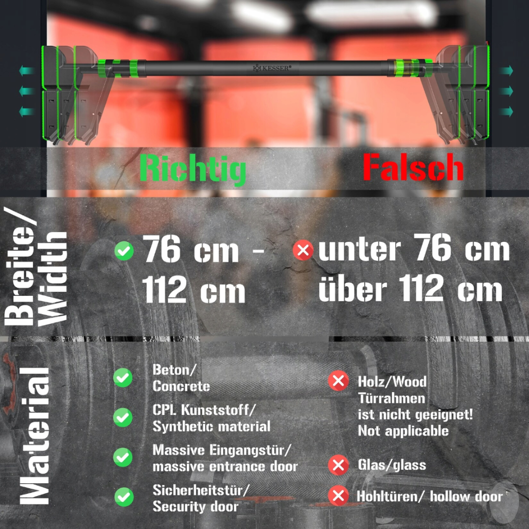 KESSER Drążek rozporowy do podciągania 76–112 cm – do 300 kg, bez wiercenia