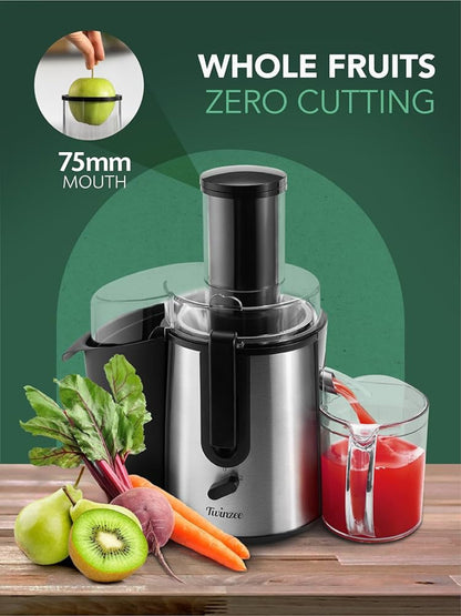 Sokowirówka Twinzee do wyciskania soków owocowych i warzywnych - 850 W - Sokowirówka z szyjką 75 mm i 2 prędkościami