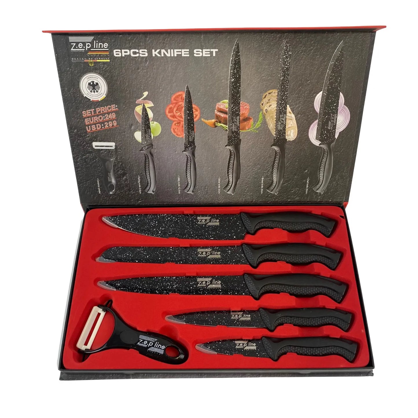 ZESTAW NOŻY KUCHENNYCH Z.E.P LINE NOŻE KUCHENNE MARMUR
