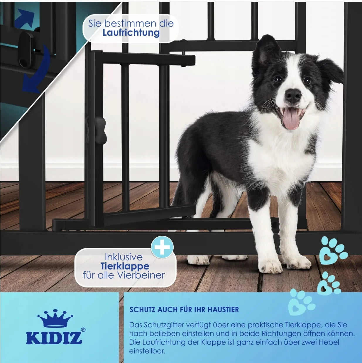 Barierka na drzwi, schody Kidiz rozporowa czerń