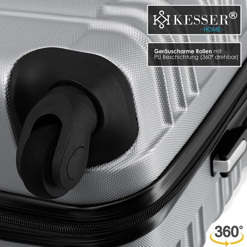 Zestaw 3 walizek KESSER M / L / XL – ABS, kółka 360°, zamek szyfrowy