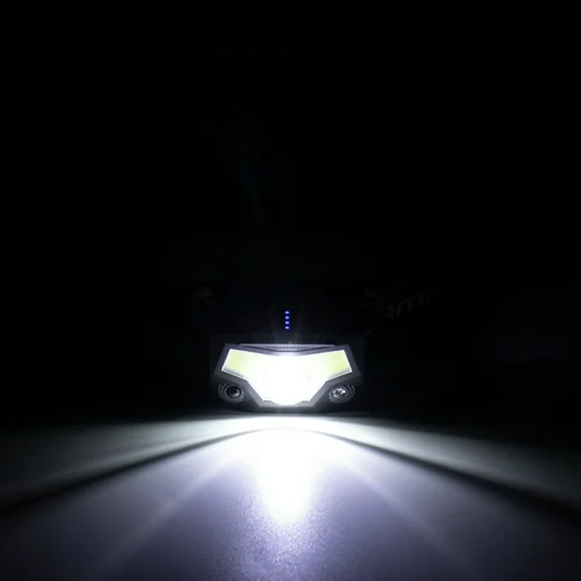 Latarka czołowa akumulatorowa z czujnikiem ruchu XPG + COB – 7 trybów, USB