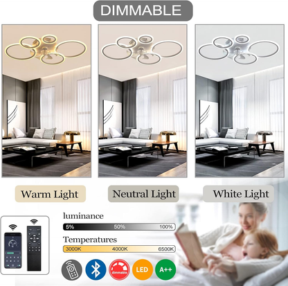 Nowoczesny wentylator sufitowy LED z pilotem