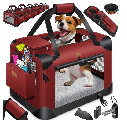 TRANSPORTER SKŁADANY DLA PSA Czerwony L