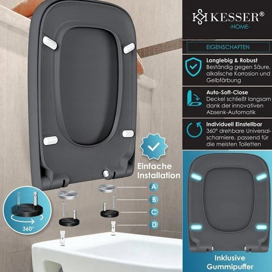 Deska sedesowa kesser k-wc-1538eg odcienie szarości i srebra duroplast