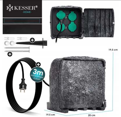 Gniazdo Elektryczne Kamień 4 punktowe KESSER szary