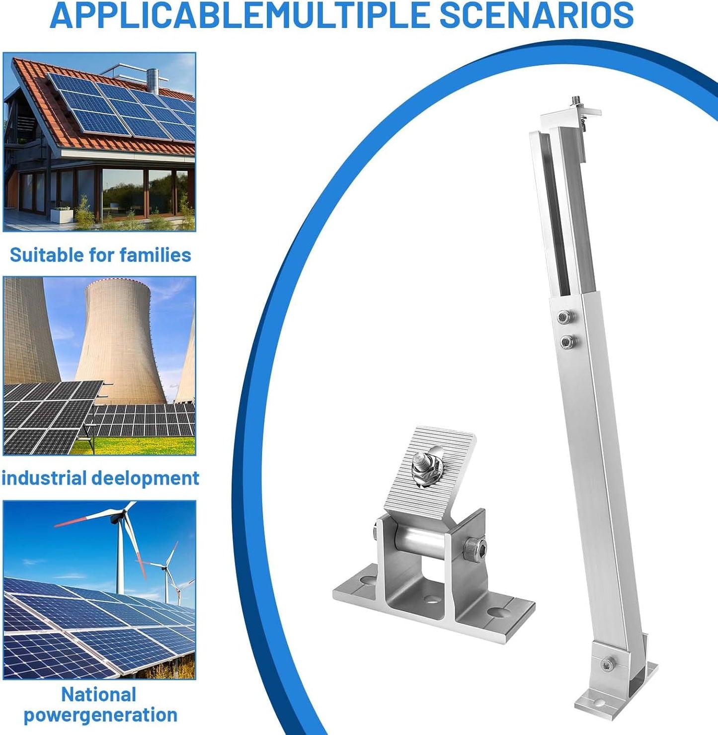Uchwyt na panel słoneczny, aluminiowy uchwyt na panel słoneczny regulowany kąt 15°–30°