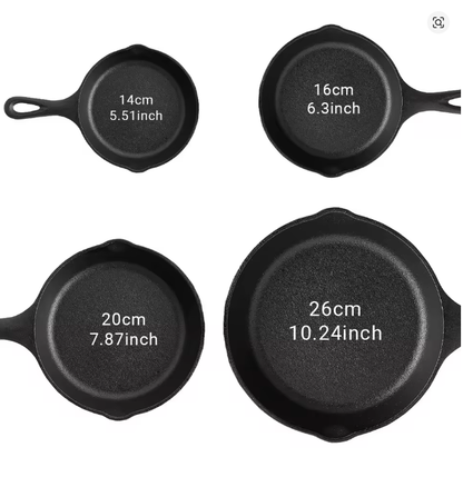 Zestaw naczyń żeliwnych 4-częściowy – patelnie szefa kuchni