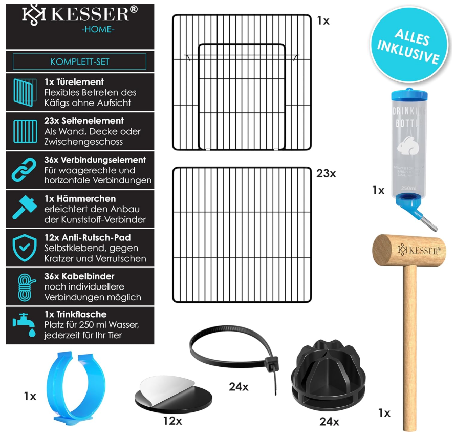 Wybieg dla zwierząt KESSER – czarny Klatka Dla Gryzoni, Królików