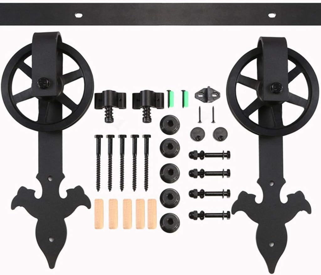 Okucia do drzwi przesuwnych typu barn door, zestaw 200cm, czarne