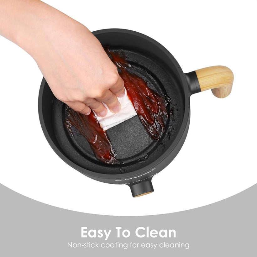 Audecook Elektryczna patelnia Hot Pot, 1,5 l, przenośna, nieprzywierająca, szybka,