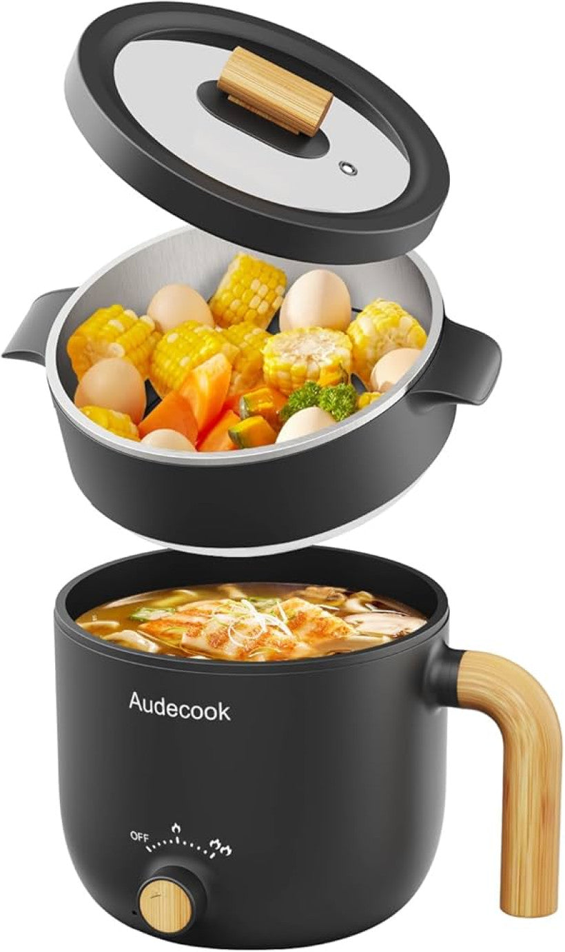 Audecook Elektryczna patelnia Hot Pot, 1,5 l, przenośna, nieprzywierająca, szybka,