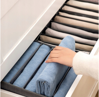 Organizer Na Ubrania Spodnie Koszulki Bieliznę Siedem Przegródek Szary